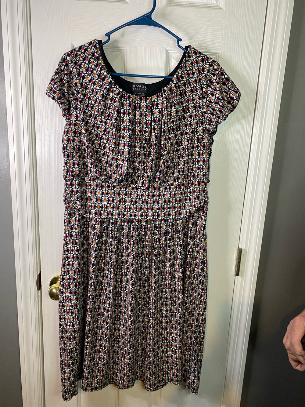 George Black Multicolor Geometric Midi Dress Size 16-18 XLarge.